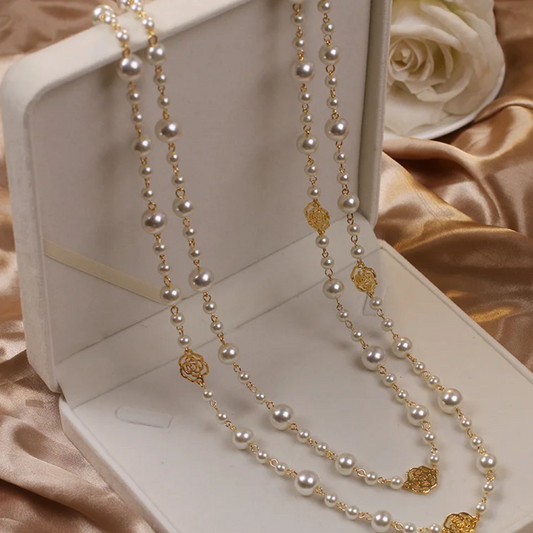 ELEGANT GOLD PEARL NECKLACE