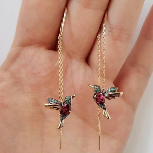 HUMMINGBIRD ENAMEL AND ZIRCONIA EARRINGS