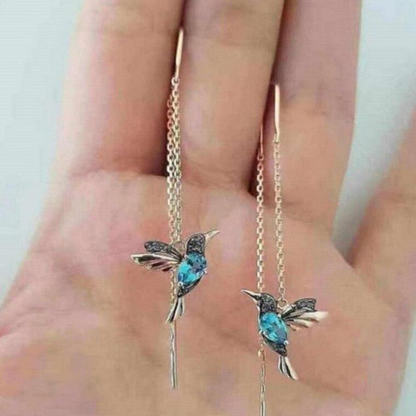 HUMMINGBIRD ENAMEL AND ZIRCONIA EARRINGS