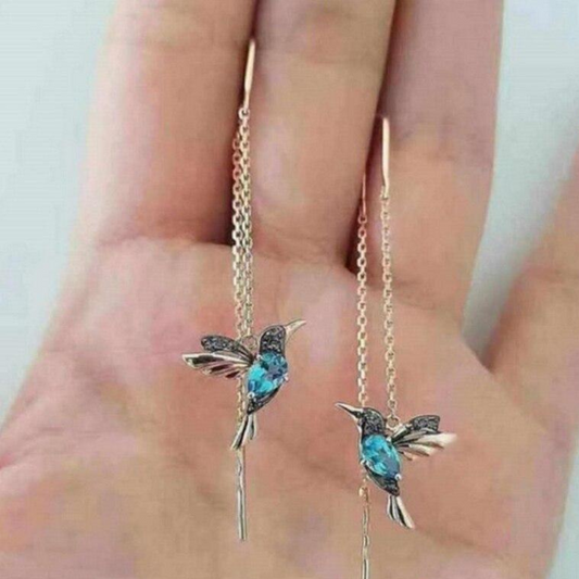 HUMMINGBIRD ENAMEL AND ZIRCONIA EARRINGS