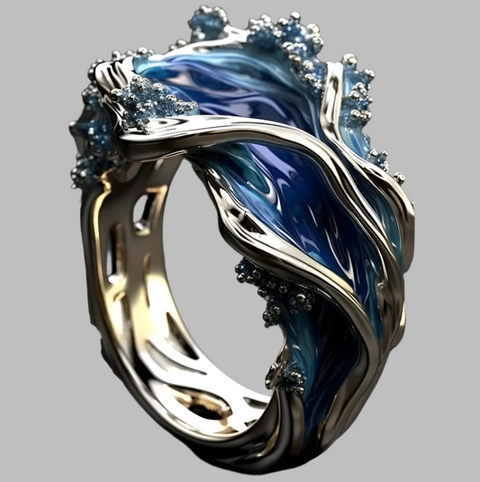 VINTAGE GOLDEN OCEAN WAVY RING